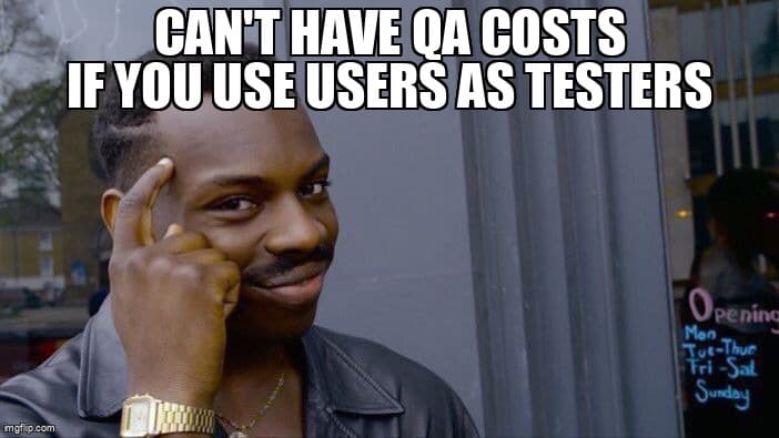 Green test dashboard while production incidents stack up in the background