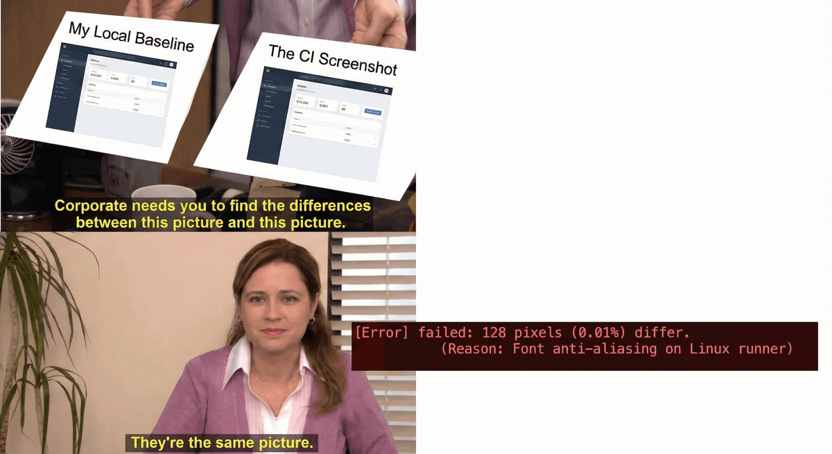 Visual Regression Testing: Why Screenshots Are Your Secret Weapon - MS Paint illustration showing visual bugs flowchart