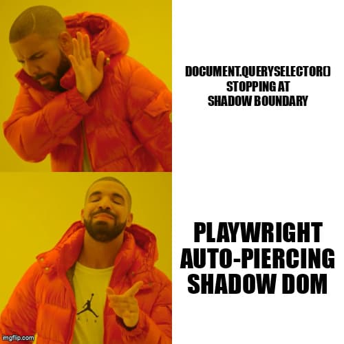 Shadow DOM Testing visualization showing web components with shadow boundaries and automation framework logos