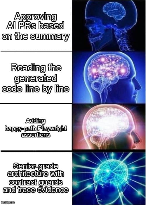 Senior QA architecture for validating AI-generated pull requests