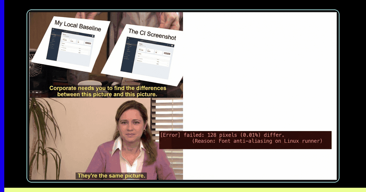 Visual Regression Testing: Why Screenshots Are Your Secret Weapon - MS Paint illustration showing visual bugs flowchart