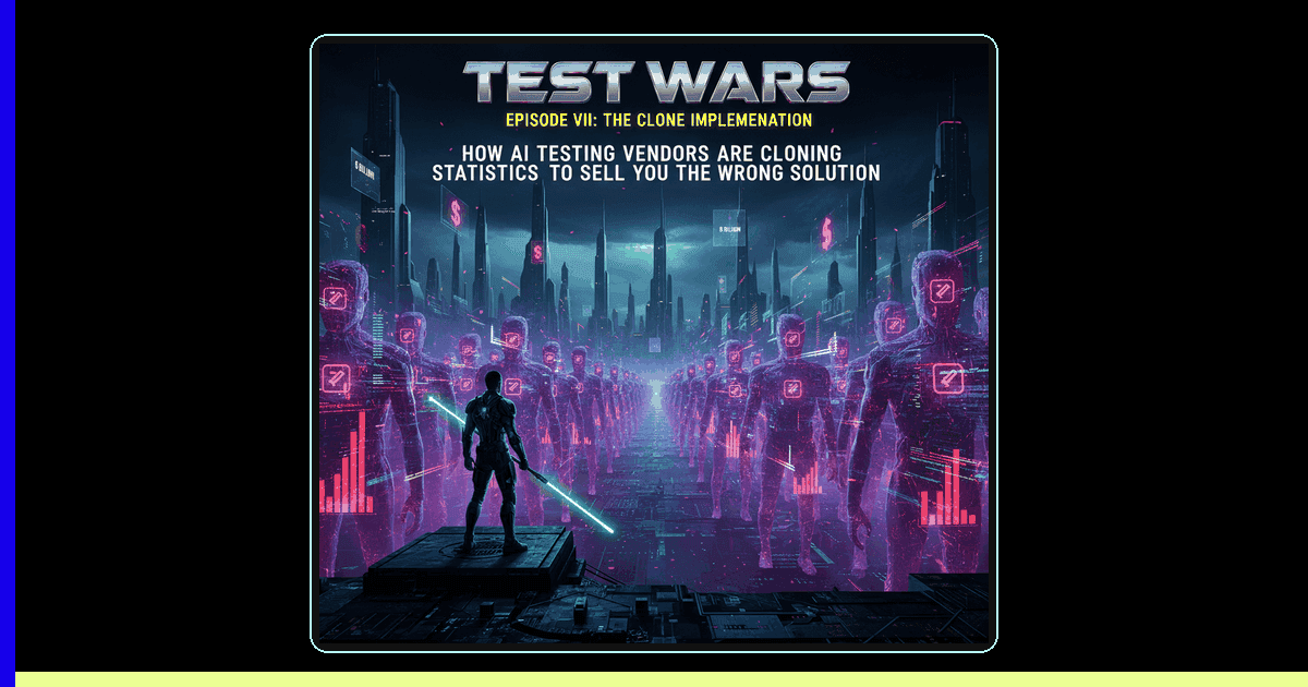 Test Wars Episode VIII: The Clone Implementation - AI testing vendors cloning statistics illustration showing the contrast between real quality strategy and vendor marketing claims